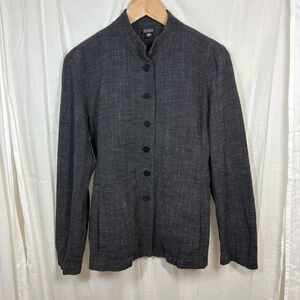 Eileen Fisher Mandarin Collar Jacket Shacket 
Black with White Specks Size‎ XS